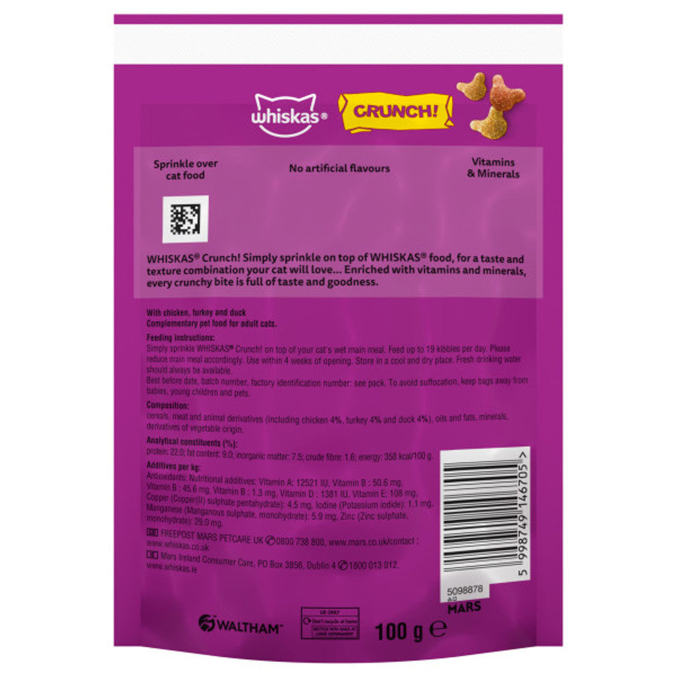 WHISKAS Crunch Cat Treats 100g