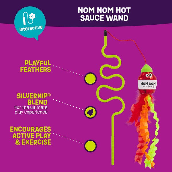 Mad Cat Nom Nom Hot Sauce Ribbon Wand Toy
