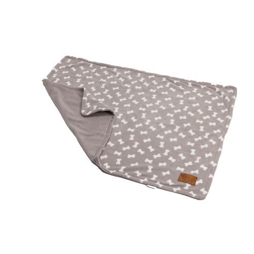 House of Paws Puppy Grey Fleece Bone Print Blanket 100x75cm