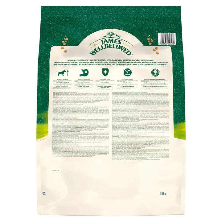James Wellbeloved Dry Dog Puppy/Junior Lamb & Rice 15kg