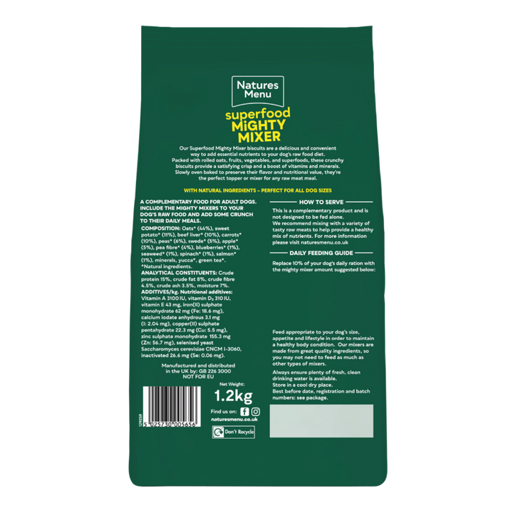 Natures Menu Country Hunter Superfood Mighty Mixer Rolled Oats with Fruit & Vegetables 1.2kg