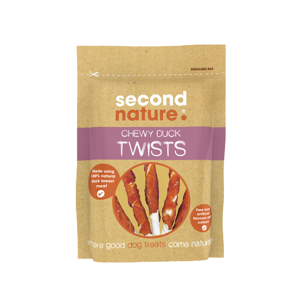 Second Nature Dog Treats Chewy Duck Twists 80g