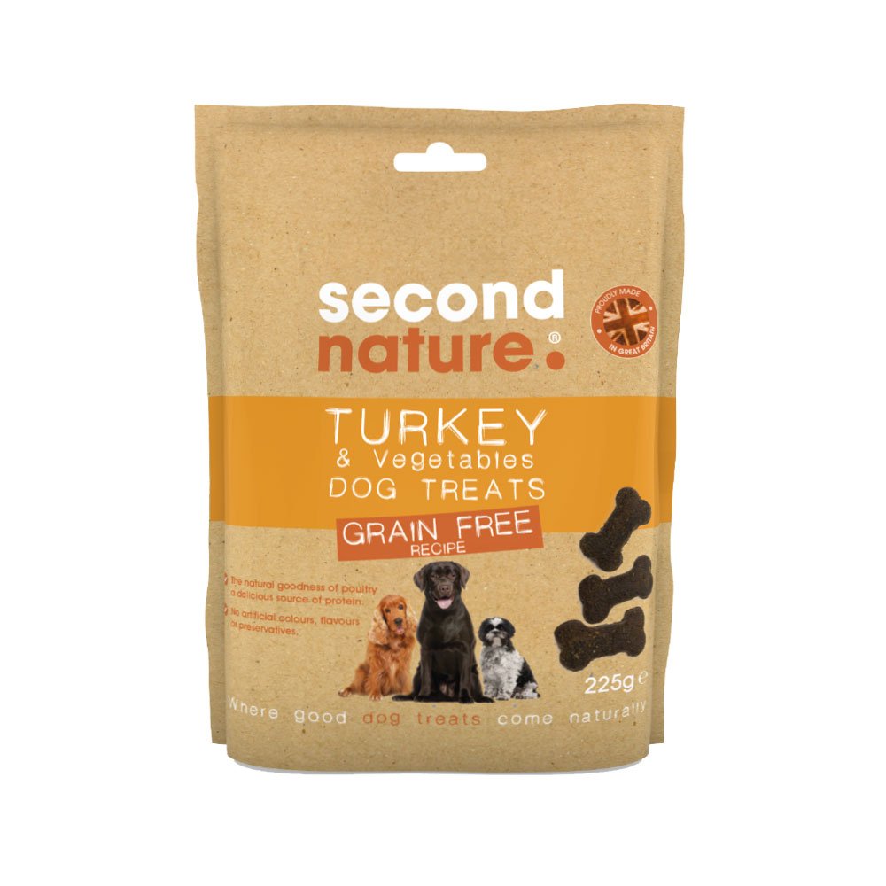 Second Nature Grain Free Turkey & Vegetable Dog Treats 225g