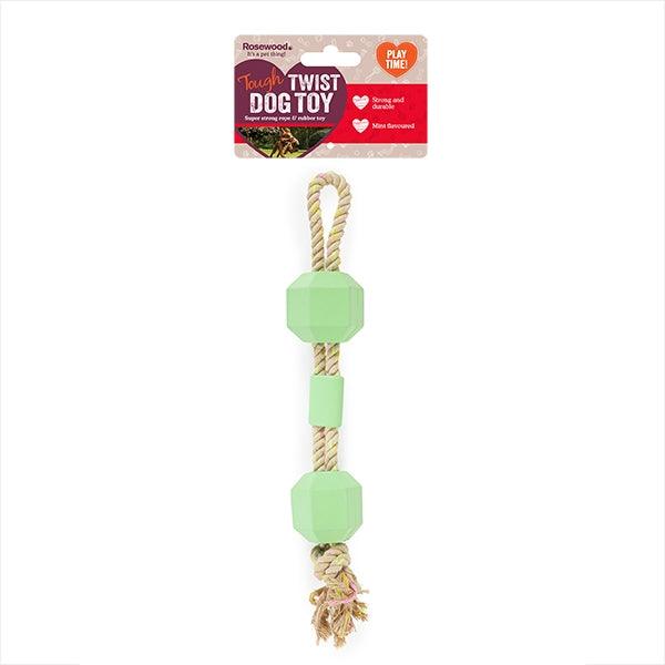 Rosewood Mint Flavour Rubber &amp; Rope Toy - Ormskirk Pets