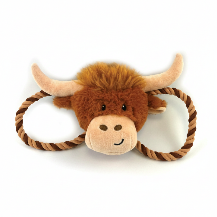 Happy Pet Herby Highland Cow Tug of War Dog Toy