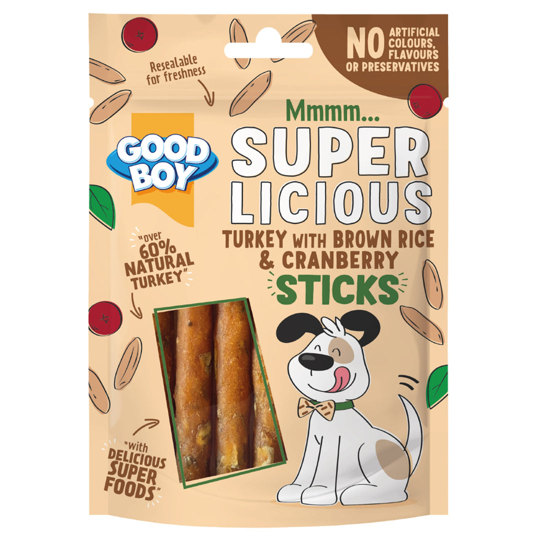 Good Boy  Superlicious - Turkey with Brown Rice &amp; Cranberry Sticks  70G