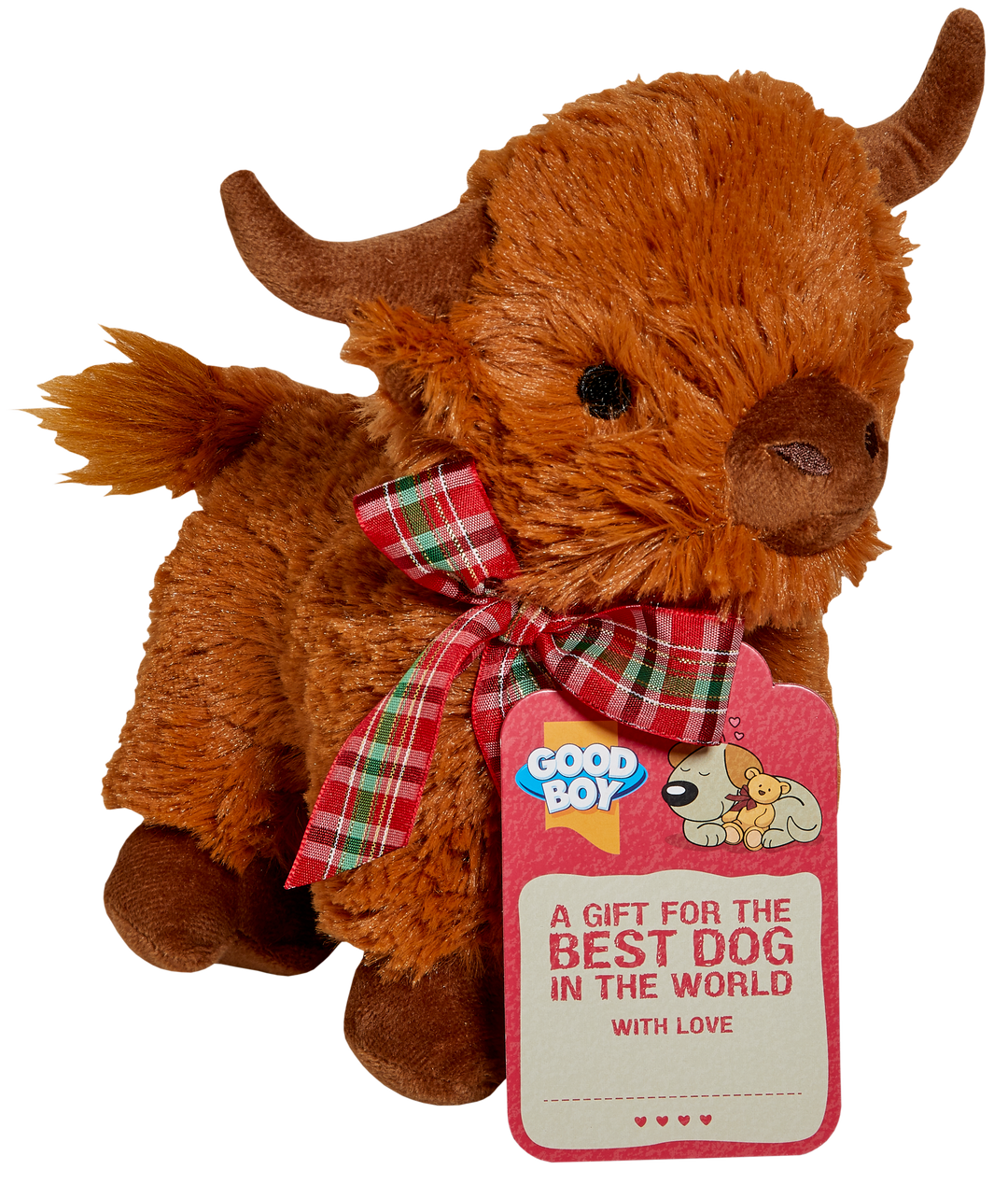 Good Boy Gift Highland Cow With Tartan Bow