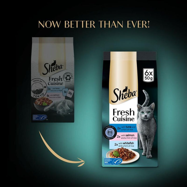 Sheba Fresh Cuisine Taste of Tokyo Wet Cat Food Pouches in Gravy 6x50g