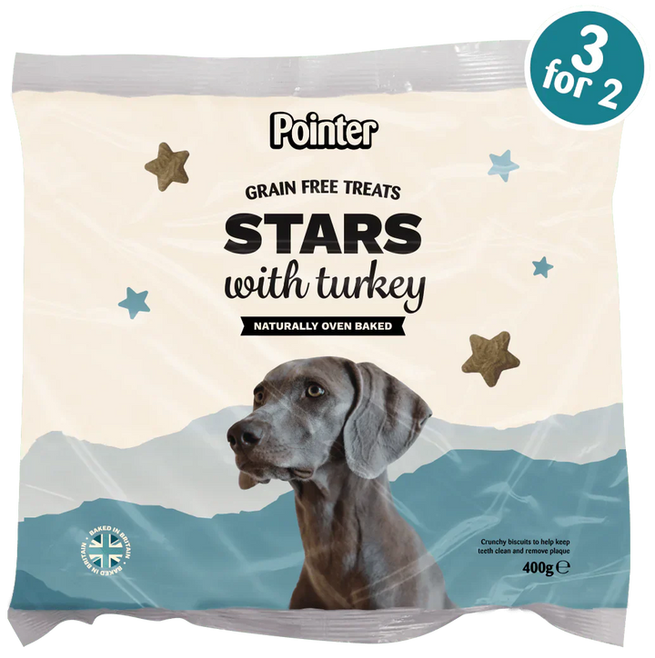 Pointer Grain Free Turkey Stars 400G Buy 2 get one FREE