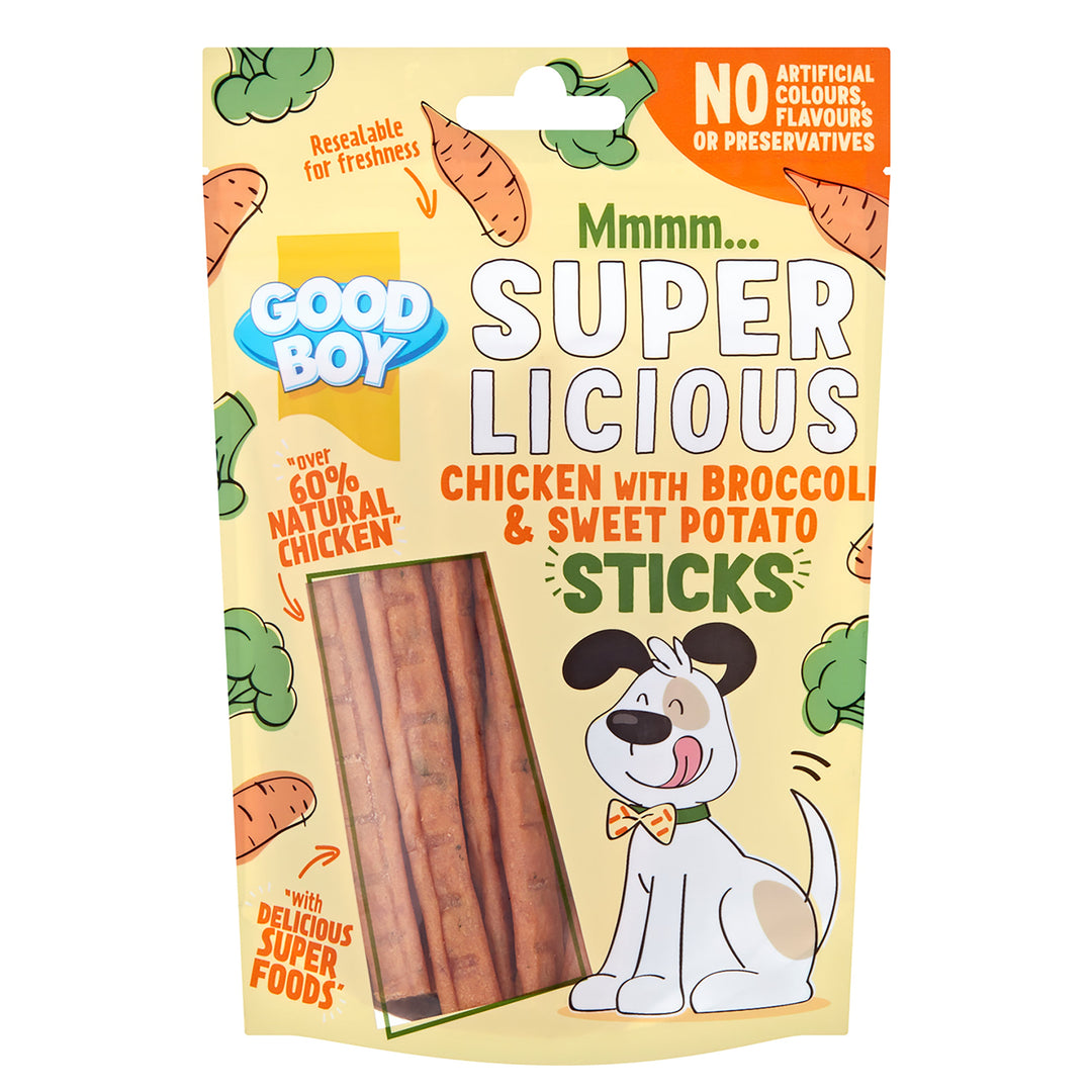 Good Boy Super Licious Chicken With Broccoli &amp; Sweet Potato Sticks 100g