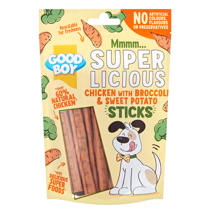 Good Boy Super Licious Chicken With Broccoli &amp; Sweet Potato Sticks 100g