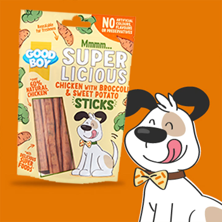Good Boy Super Licious Chicken With Broccoli &amp; Sweet Potato Sticks 100g