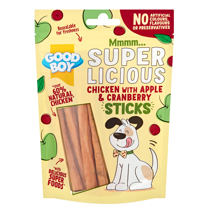 Good Boy Chicken with Apple &amp; Cranberry Sticks 100g