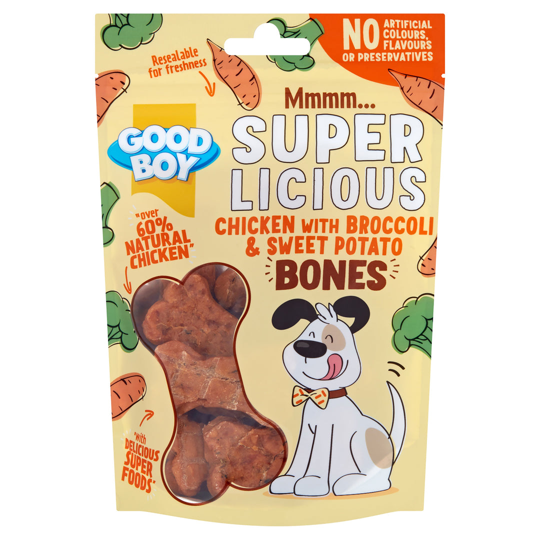 Good Boy Super Licious Chicken With Broccoli &amp; Sweet Potato Bones 100g