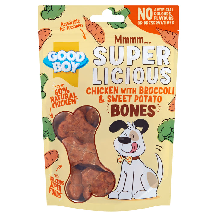 Good Boy Super Licious Chicken With Broccoli &amp; Sweet Potato Bones 100g