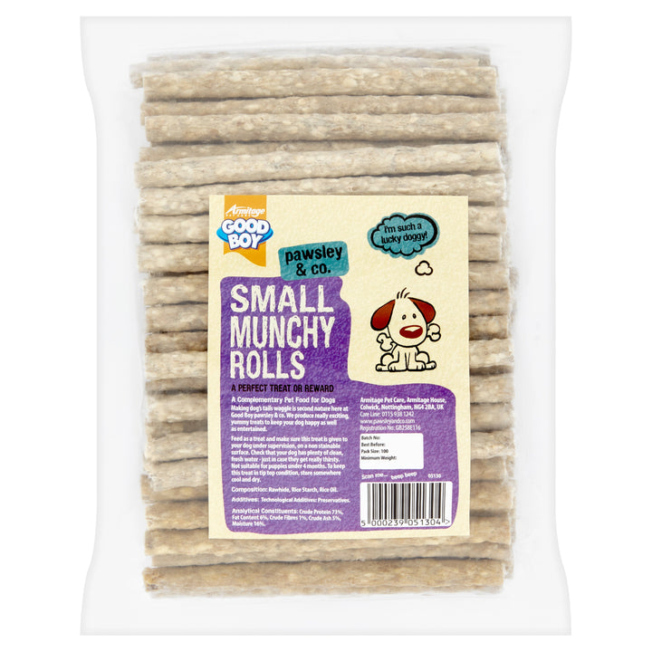 Good Boy Small Munchy Rolls Natural 100 pack - 125mm (5”) x 9-10mm