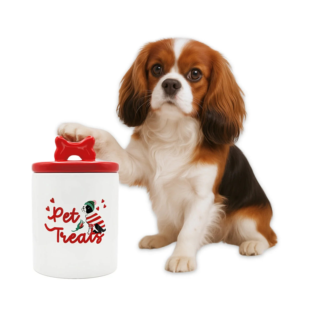 Cath Kidston Hearts & Roses Ceramic Pet Treat Jar motif
