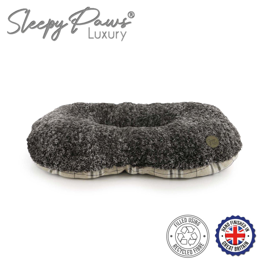 Ancol Sleepy Paws Oval Cushion 60x50cm Oatmeal & Check