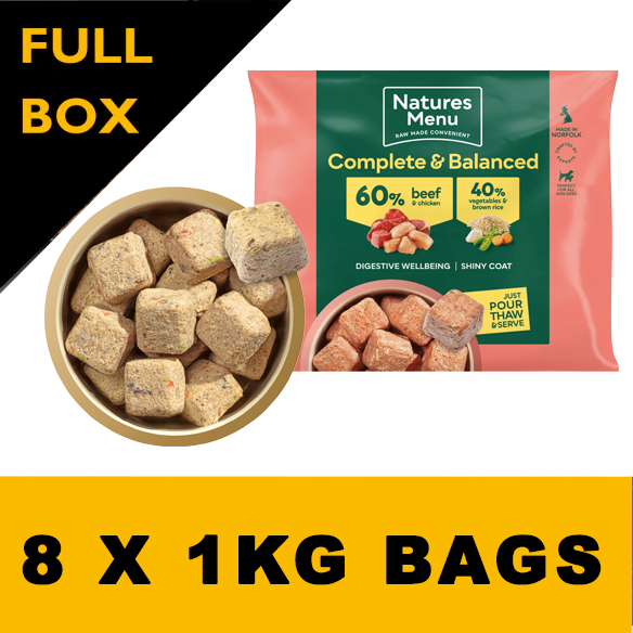 Natures Menu 60/40 Beef Nuggets with Chicken, Vegetables and Brown Rice 1kg