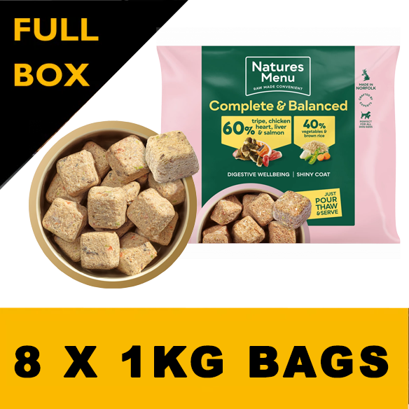 Natures Menu 60/40 Tripe, Chicken Heart, Liver, Salmon, Vegetables and Brown Rice 1KG For Adult Dogs