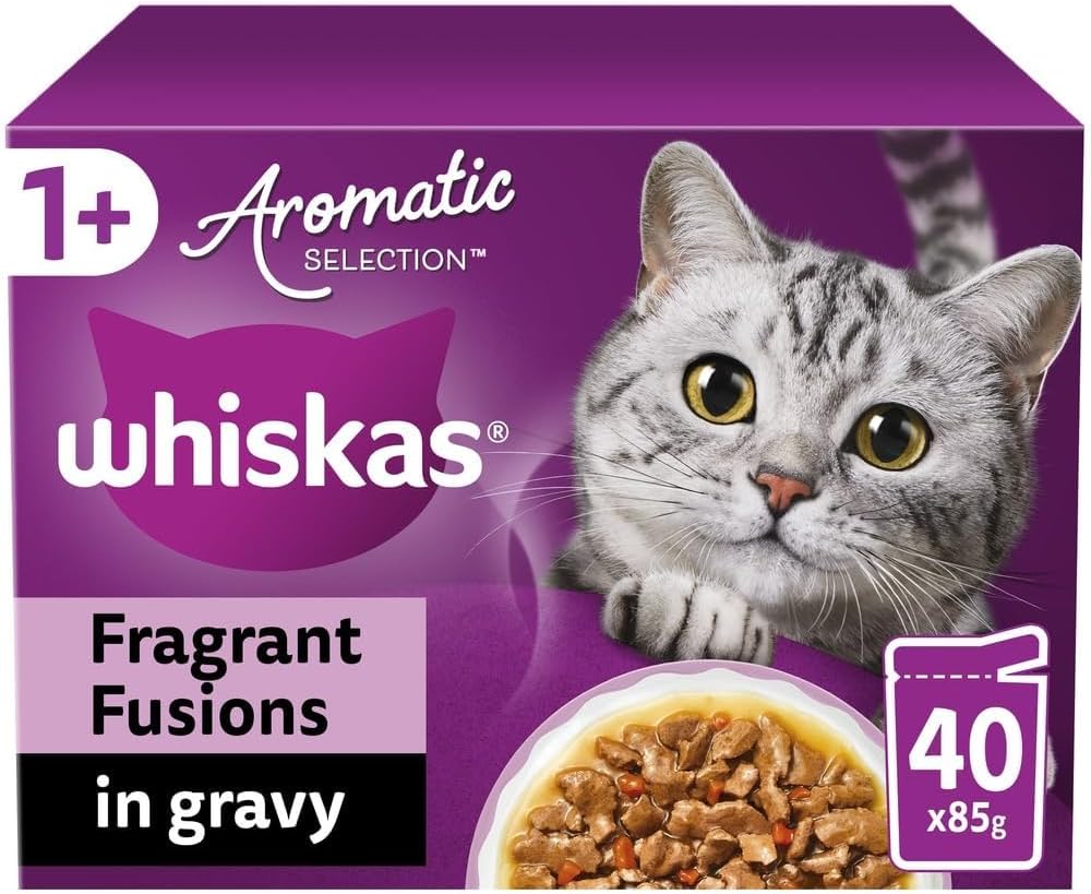 Whiskas Pouches 1+ Adult Cat Aromatic Selection Fragrant Fusions In Gravy 40X85G