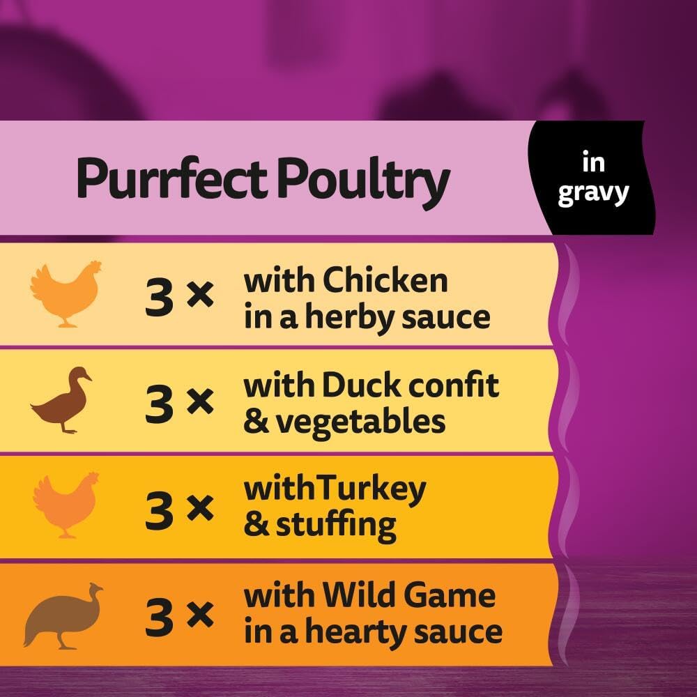 Whiskas Pouches 1+ Adult Cat Aromatic Selection Purrfect Poultry In Gravy 12X85G
