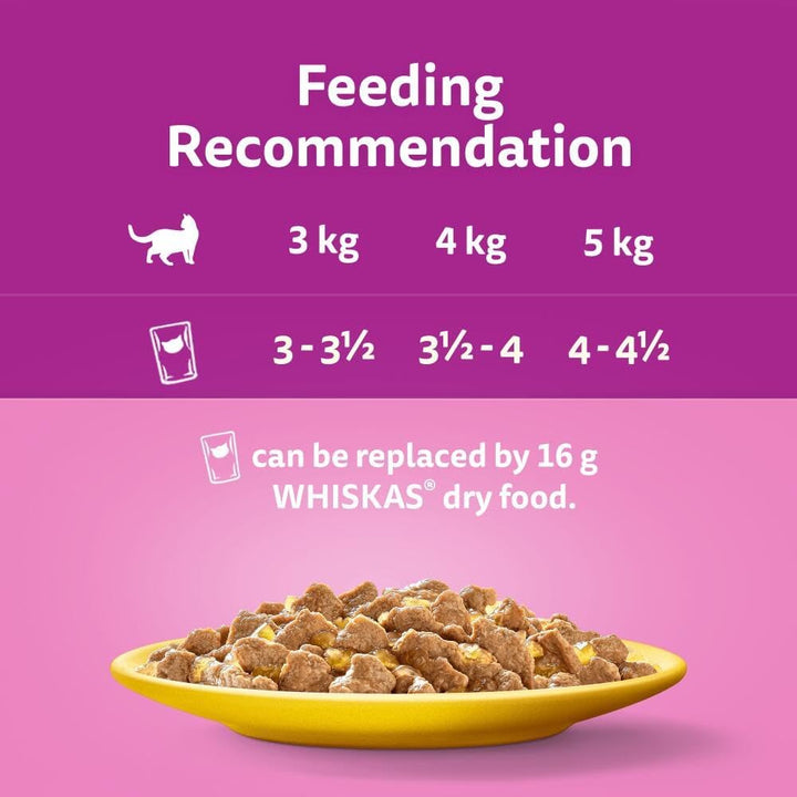 Whiskas 7+ Poultry Feasts Senior Wet Cat Food Pouches in Jelly 40pk, 85g