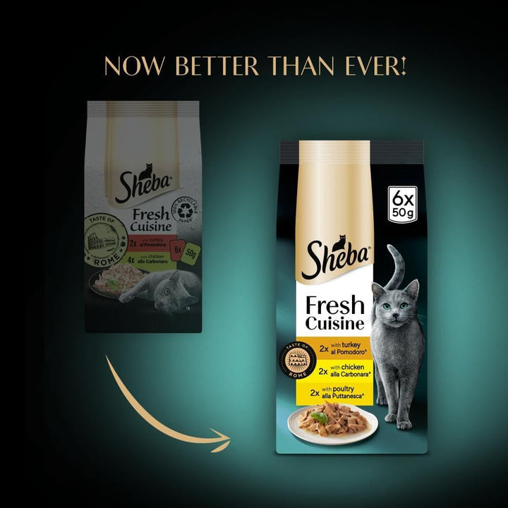 Sheba Fresh Cuisine Taste of Rome Wet Cat Food Pouches in Gravy 6x50g