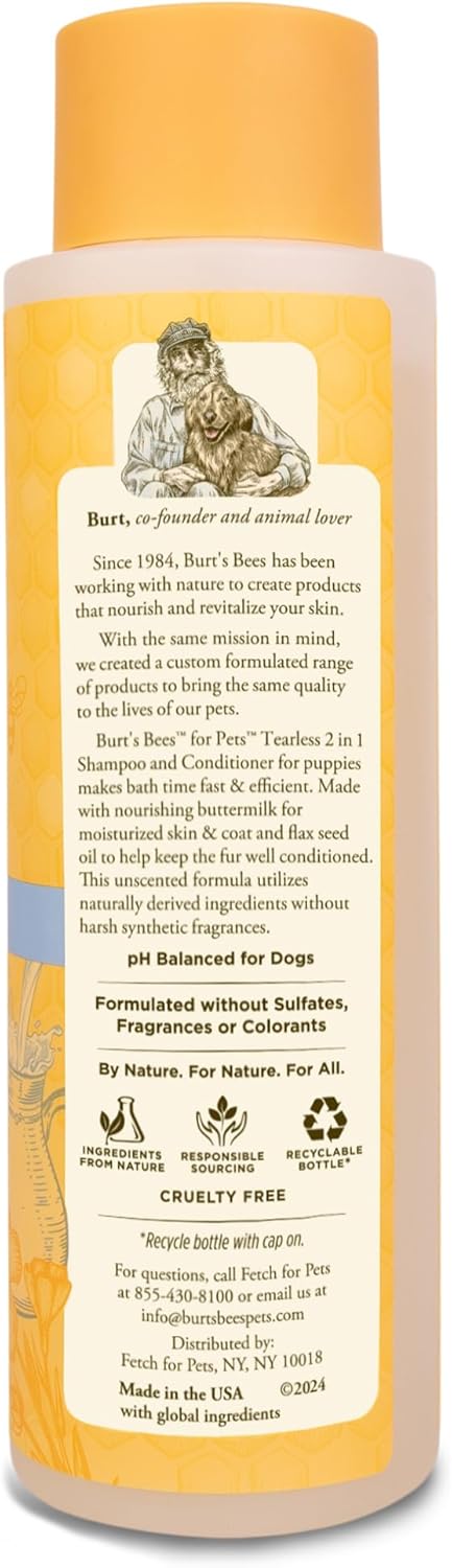 Burts Bees Tearless 2in1 Shampoo & Conditioner For Puppies With Buttermilk & Linseed Oil 473ml