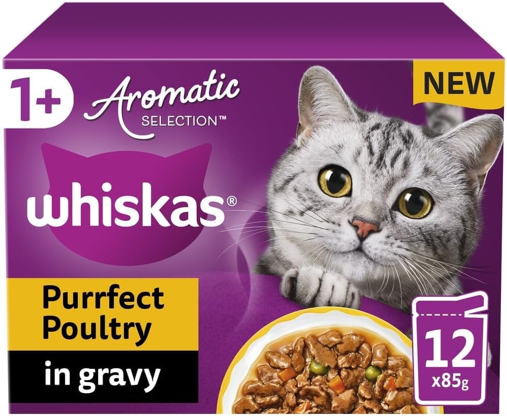 Whiskas Pouches 1+ Adult Cat Aromatic Selection Purrfect Poultry In Gravy 12X85G