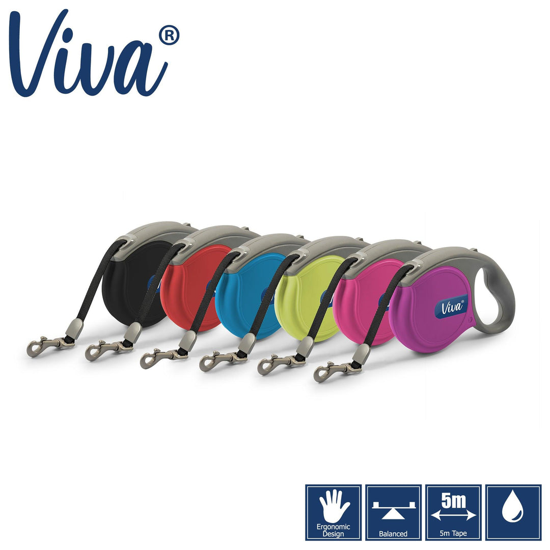 Ancol Viva Retractable 5m Lead Red L