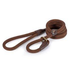 Ancol Luxury Rope Slip Lead Brown 1.5mx12mm