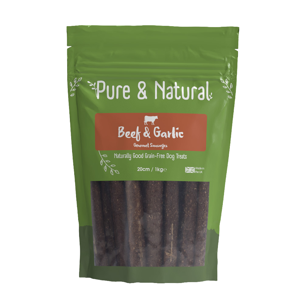 Pure & Natural Beef & Garlic Gourmet Sausages 20cm 1kg