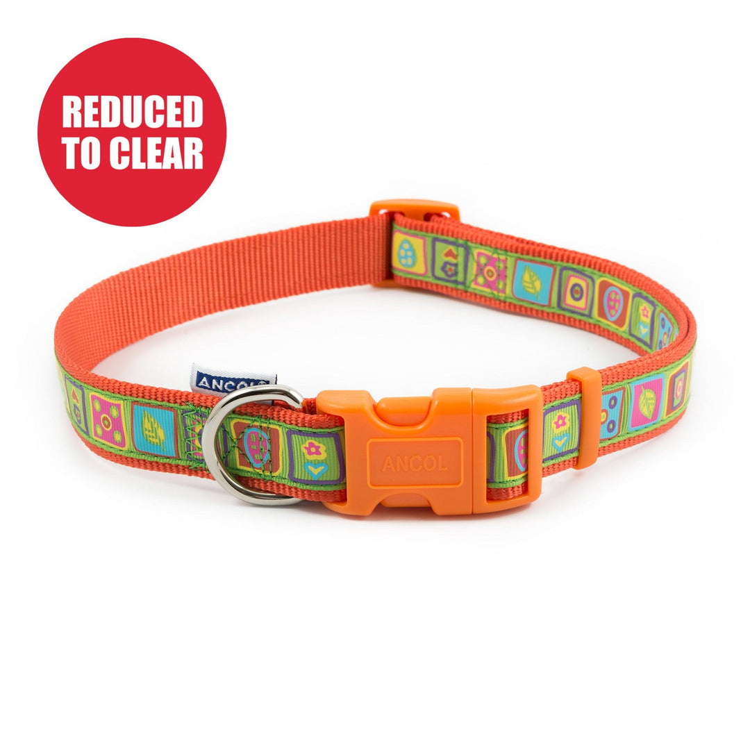 Ancol Orange Squares Collar 45-70cm Size 5-9