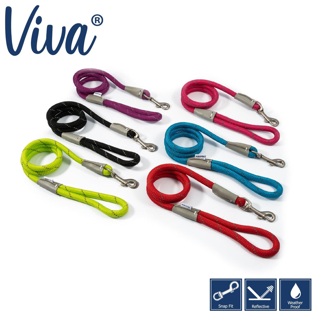 Ancol Viva Rope Lead Reflective Pink 1.07mx10mm