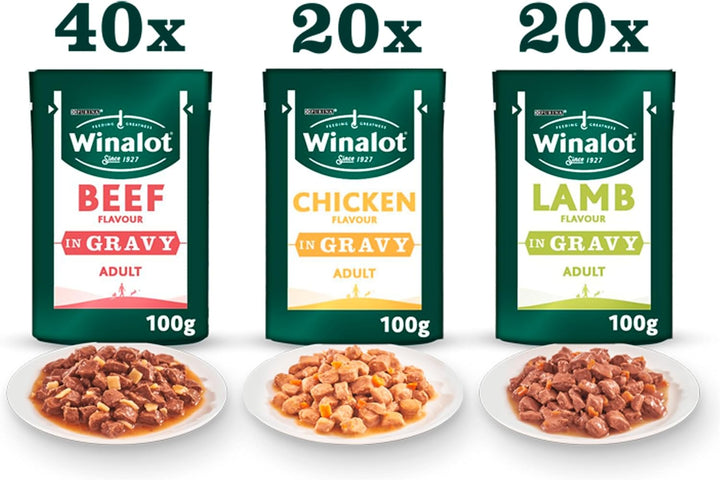 Winalot Pouches Adult Dog Meaty Chunks In Gravy 80 x100g
