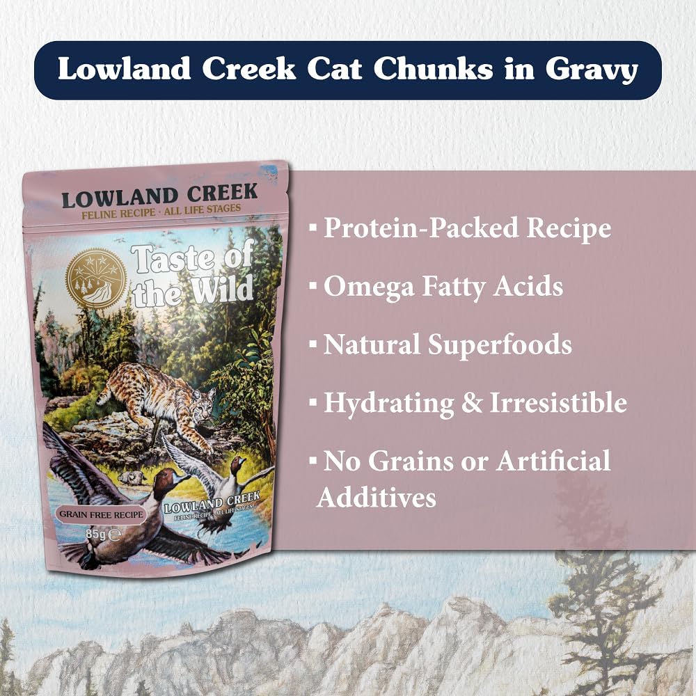Taste Of The Wild Lowland Creek Chunks and Gravy Cat Pouch 12x85g