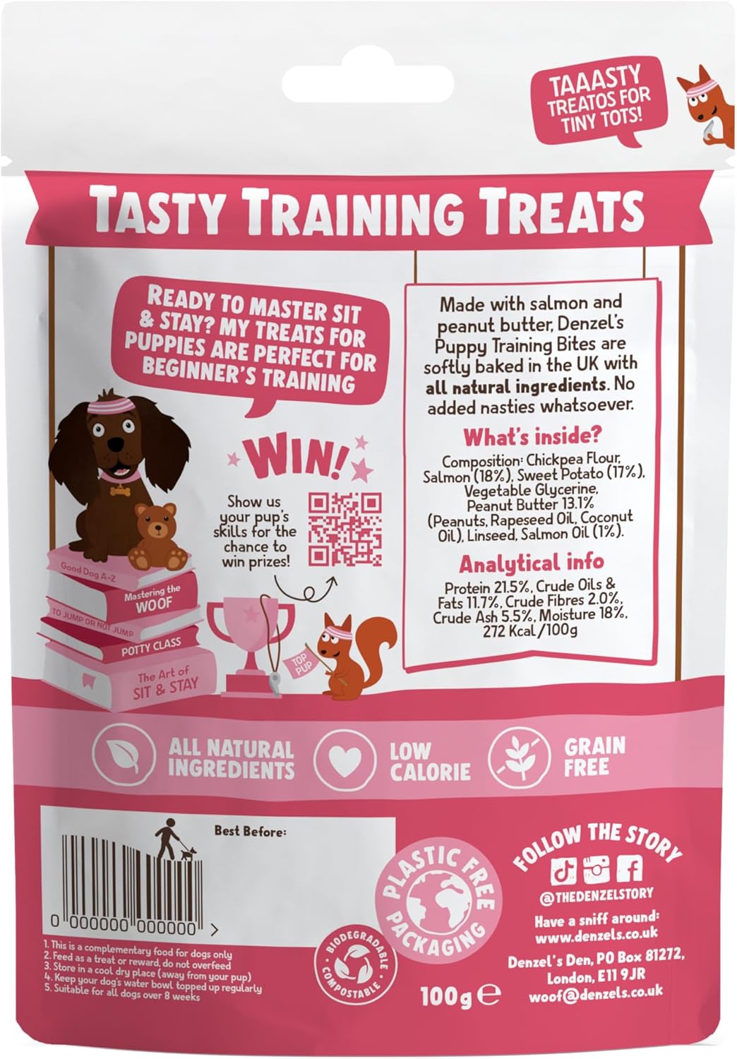 Denzels Puppy Training Bites Salmon & Peanut Butter 100G