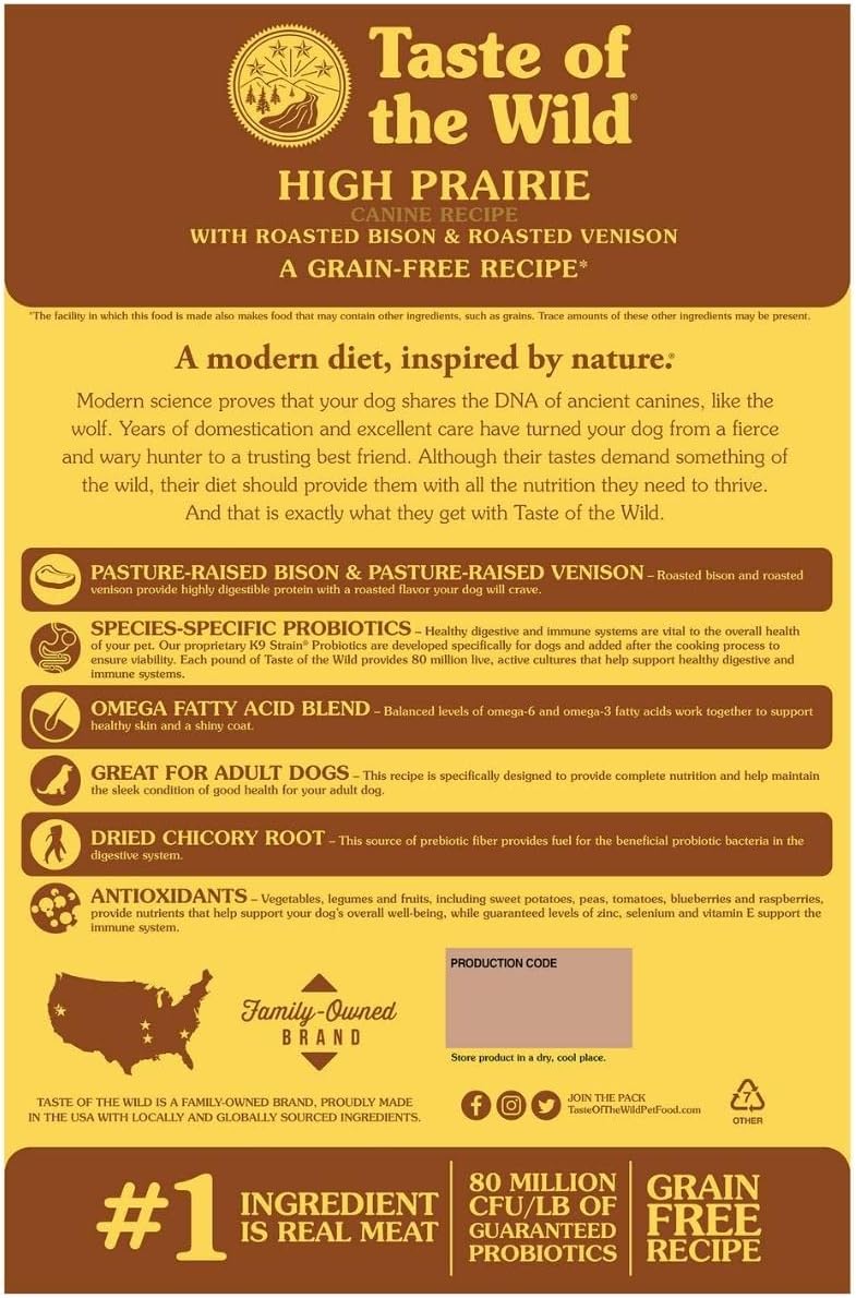 Taste Of The Wild High Prairie Canine Formula Grain Free Dry Dog Food 2kg