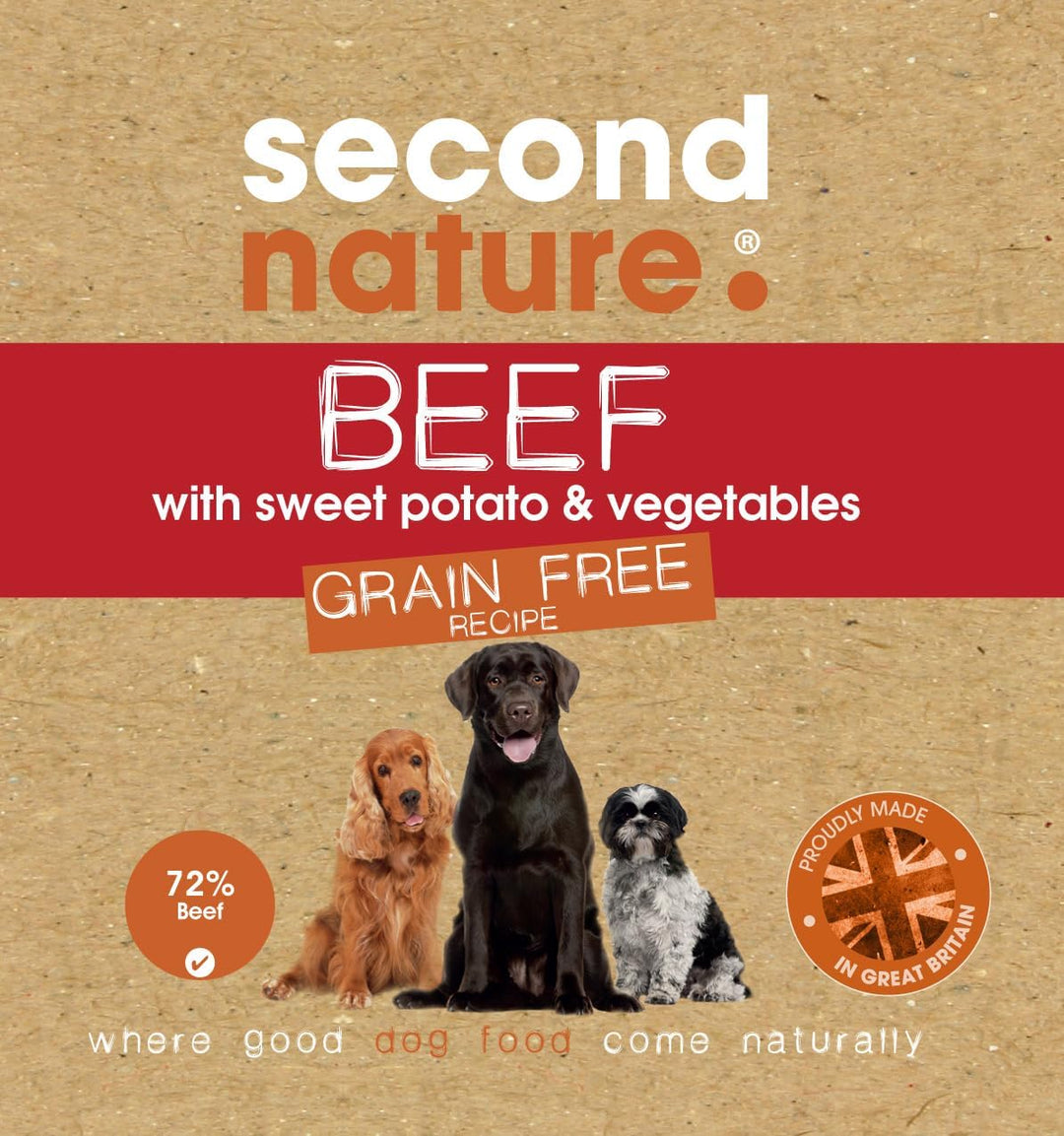 Second Nature Grain Free Tin Beef & Sweet Potato 12x395g