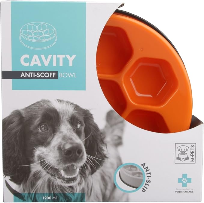 M-PETS Cavity - Slow Feed Bowl Round Orange