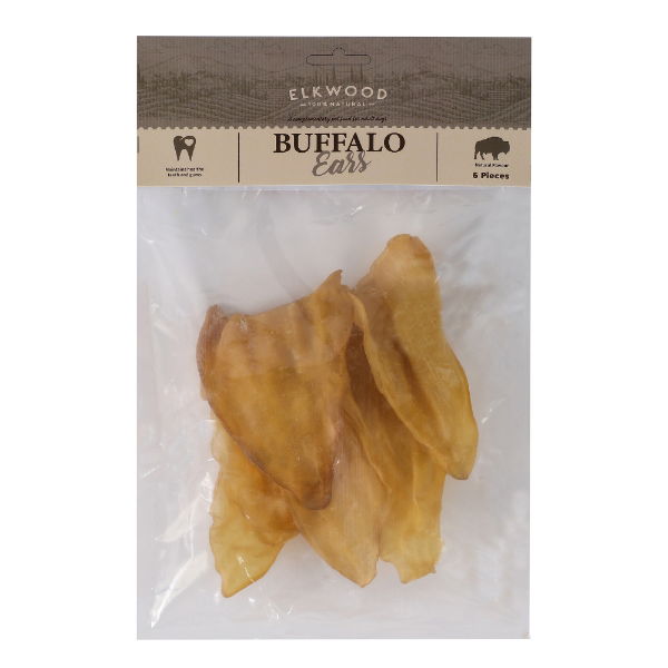 Elkwood 100% Natural Buffalo Ears Dog Treats 6 Pack