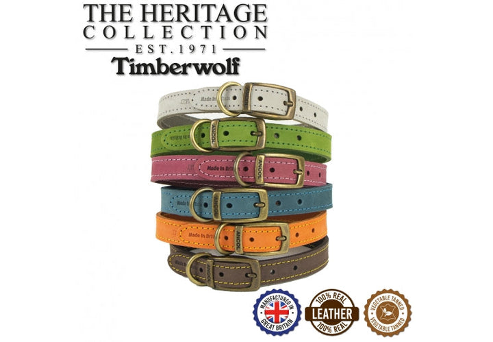 Ancol Timberwolf Leather Collar Light Grey
