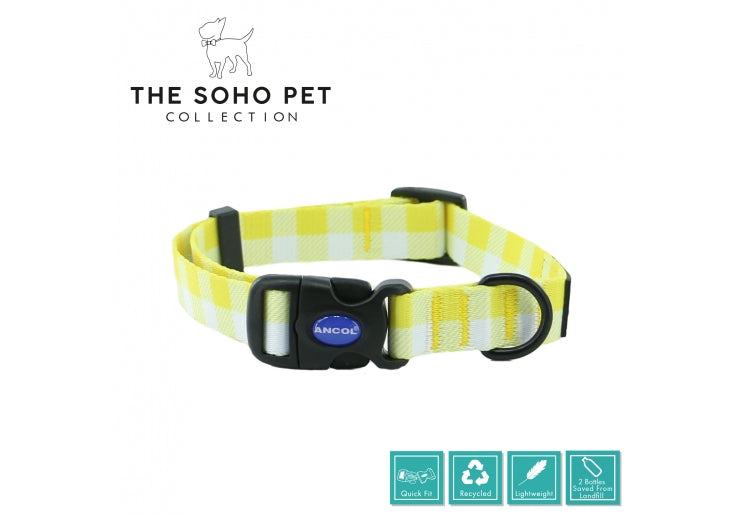 Ancol Yellow Check Patterned Collar
