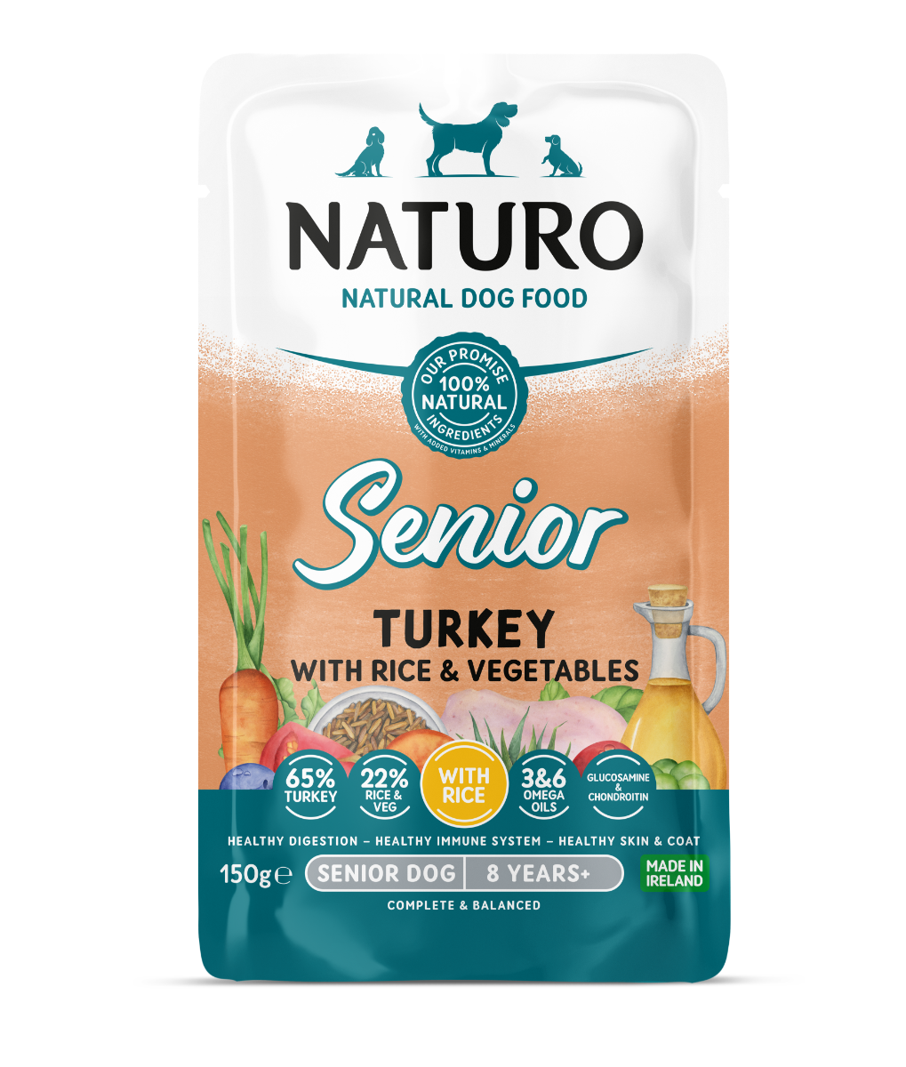 Naturo Senior Turkey With Rice & Vegetables 150G Pouch 8Pk
