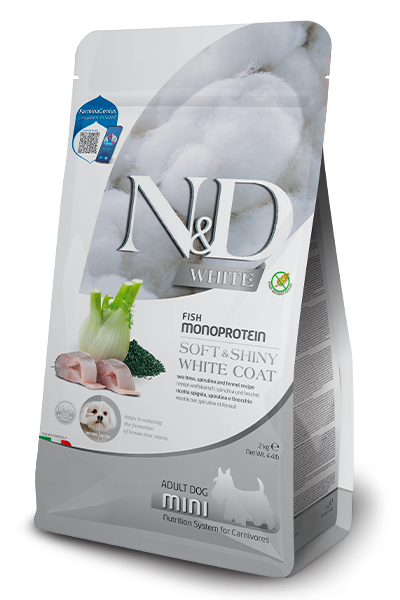 N&D White Dog Sea Bass Spirulina & Fenel Adult Mini 2kg
