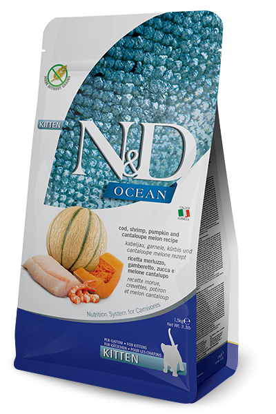 N&D Ocean Cat Cod. Shrimp. Pumpkin & Cantaloupe Melon Kitten 1.5kg