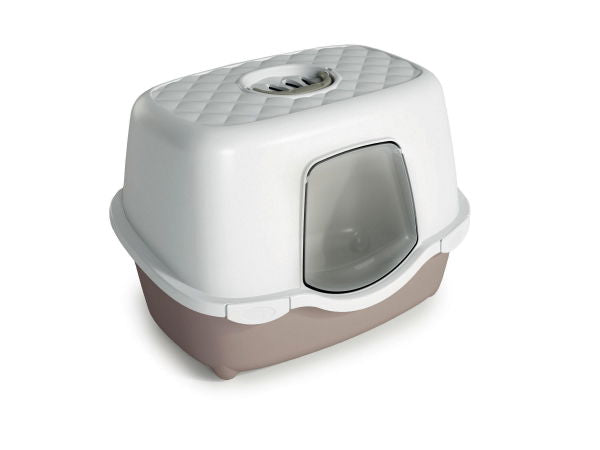 Stefanplast Tres Chic Indoor Hooded Litter Tray White/Grey