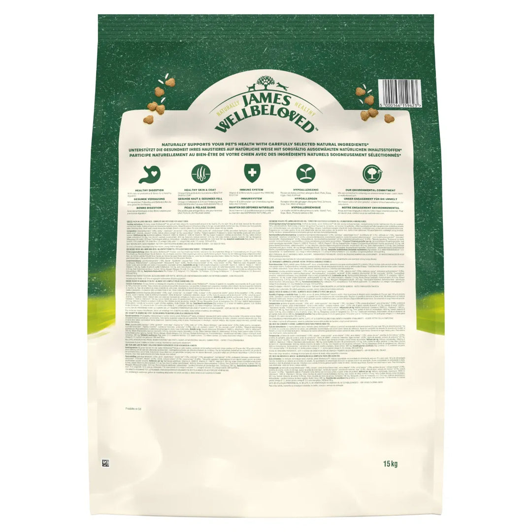 JAMES WELLBELOVED Lamb & Rice Kibble Adult Maintenance 15kg