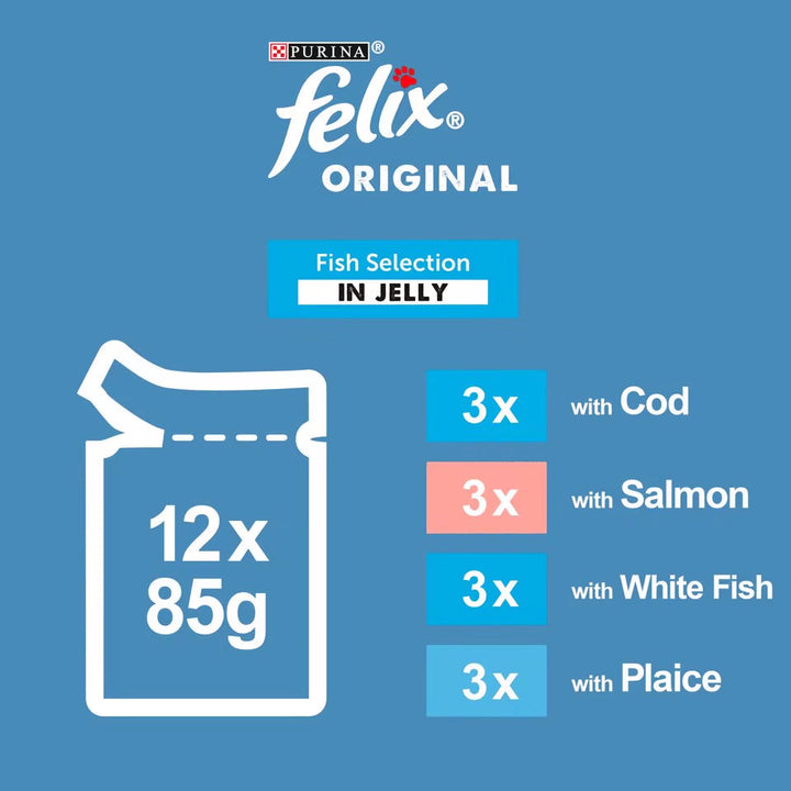 FELIX SENIOR Chunks in Jelly MV Fish Selection 12x85g